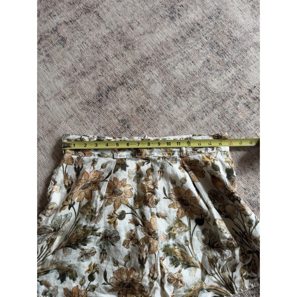 Zimmerman CHINTZ TUCK SHORT Linen Crème Floral Shorts Beige Brown (No Belt) US 8 - Picture 16 of 16